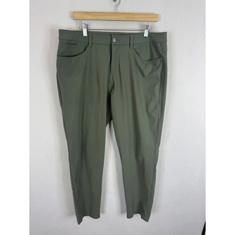 Lululemon ABC Pant Classic Warpstreme Olive Green Mens 36X30 LM5ALWS